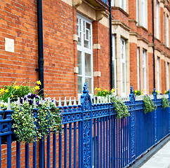 Image showing old window in europe london  red brick wall     and      histori