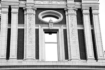 Image showing old window in europe london  red brick wall and      historical 