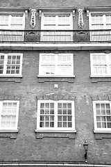 Image showing in europe london old red brick wall and      historical window