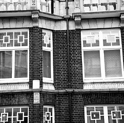 Image showing window in europe london old red brick wall and      historical 