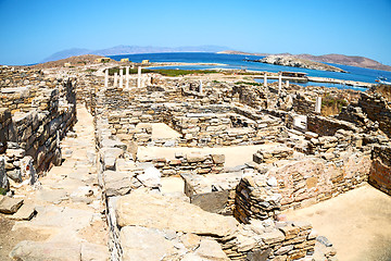 Image showing temple  in delos greece the historycal acropolis and old ruin si