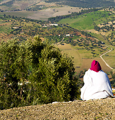 Image showing from high in the village morocco africa field and constructions