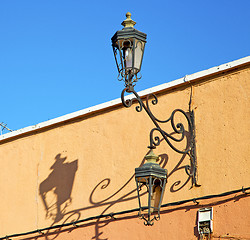 Image showing  street lamp in morocco africa old lantern   the outdoors and de