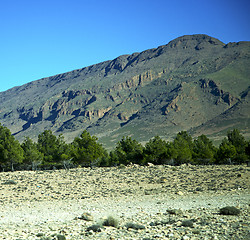 Image showing valley in   africa morocco the atlas dry mountain ground isolate