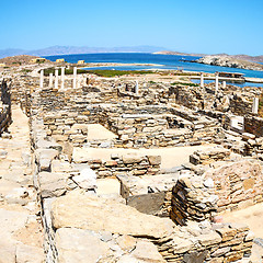 Image showing temple  in delos greece the historycal acropolis and old ruin si