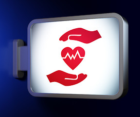 Image showing Insurance concept: Heart And Palm on billboard background