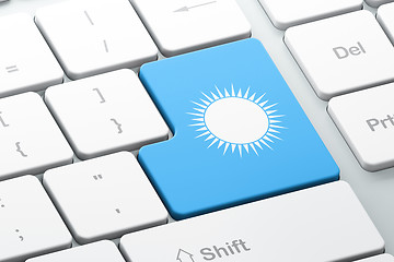 Image showing Tourism concept: Sun on computer keyboard background