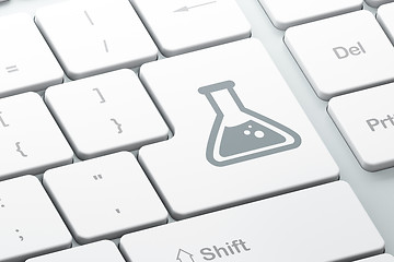 Image showing Science concept: Flask on computer keyboard background