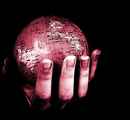 Image showing Globe in a girl's hands