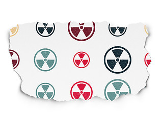 Image showing Science concept: Radiation icons on Torn Paper background