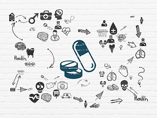 Image showing Health concept: Pills on wall background