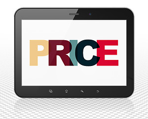 Image showing Advertising concept: Tablet Pc Computer with Price on  display