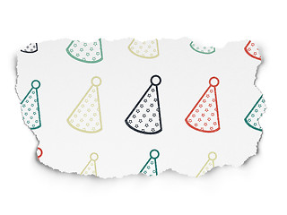 Image showing Holiday concept: Party Hat icons on Torn Paper background