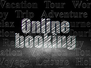 Image showing Tourism concept: Online Booking in grunge dark room