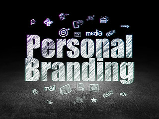 Image showing Advertising concept: Personal Branding in grunge dark room