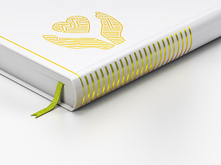 Image showing Insurance concept: closed book, Heart And Palm on white background