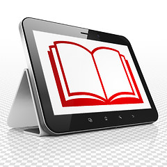 Image showing Education concept: Tablet Computer with Book on display