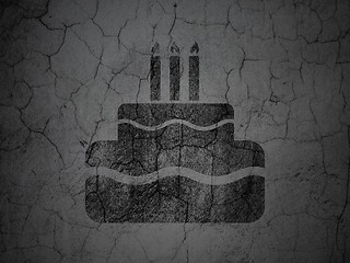 Image showing Holiday concept: Cake on grunge wall background