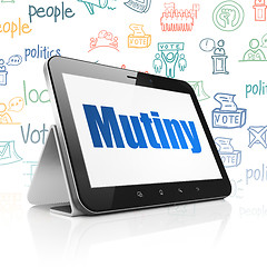 Image showing Political concept: Tablet Computer with Mutiny on display