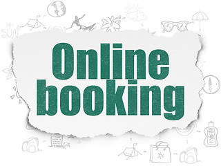 Image showing Vacation concept: Online Booking on Torn Paper background