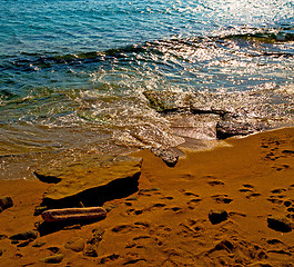 Image showing bright in mediterranean see greece island and the  background   