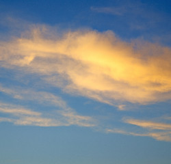 Image showing the sunrise in  colored sky white soft clouds and abstract backg