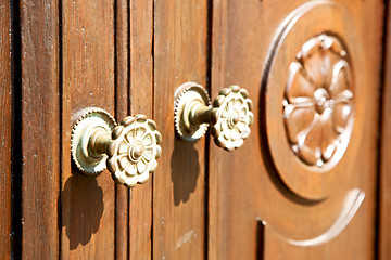 Image showing stripped paint  door    in italy   and traditional  texture nail