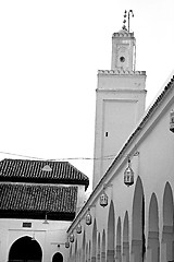 Image showing old   brick tower in morocco africa village and the sky