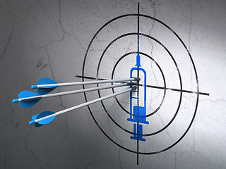 Image showing Health concept: arrows in Syringe target on wall background