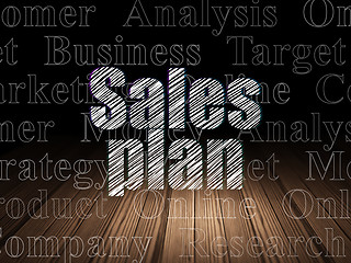 Image showing Marketing concept: Sales Plan in grunge dark room