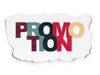 Image showing Advertising concept: Promotion on Torn Paper background