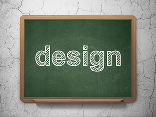 Image showing Advertising concept: Design on chalkboard background