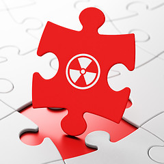 Image showing Science concept: Radiation on puzzle background