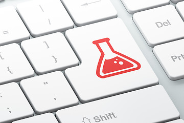 Image showing Science concept: Flask on computer keyboard background