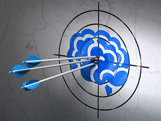 Image showing Health concept: arrows in Brain target on wall background