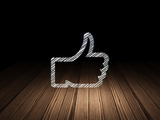 Image showing Social network concept: Thumb Up in grunge dark room