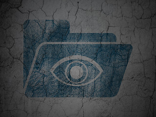 Image showing Finance concept: Folder With Eye on grunge wall background