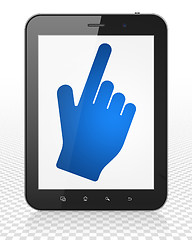 Image showing Web design concept: Tablet Pc Computer with Mouse Cursor on display