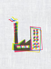 Image showing Finance concept: Industry Building on fabric texture background