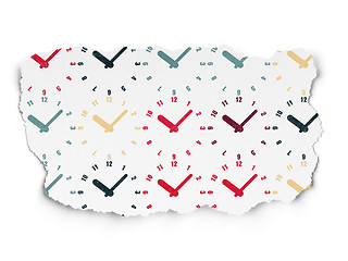 Image showing Time concept: Clock icons on Torn Paper background