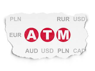 Image showing Currency concept: ATM on Torn Paper background