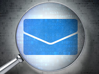 Image showing Business concept: Email with optical glass on digital background