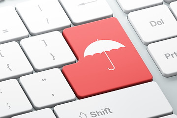 Image showing Privacy concept: Umbrella on computer keyboard background