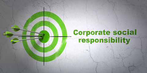 Image showing Finance concept: target and Corporate Social Responsibility on wall background