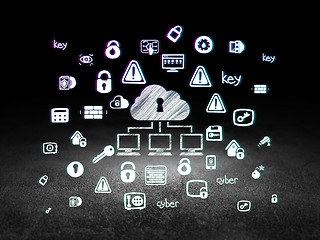 Image showing Security concept: Cloud Network in grunge dark room