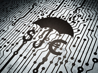 Image showing Privacy concept: circuit board with Money And Umbrella
