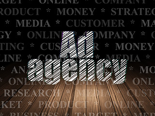 Image showing Advertising concept: Ad Agency in grunge dark room