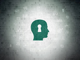 Image showing Finance concept: Head With Keyhole on Digital Paper background