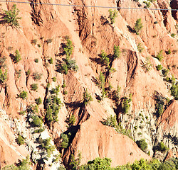 Image showing the    dades valley in atlas moroco africa ground tree  and nobo