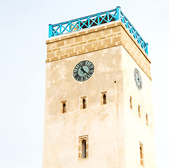 Image showing old brick tower in morocco africa village and the sky